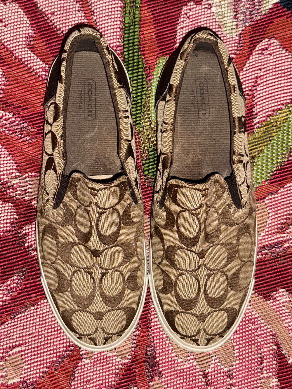 Coach Slip-On Sneakers in Brown Signature Jacquard